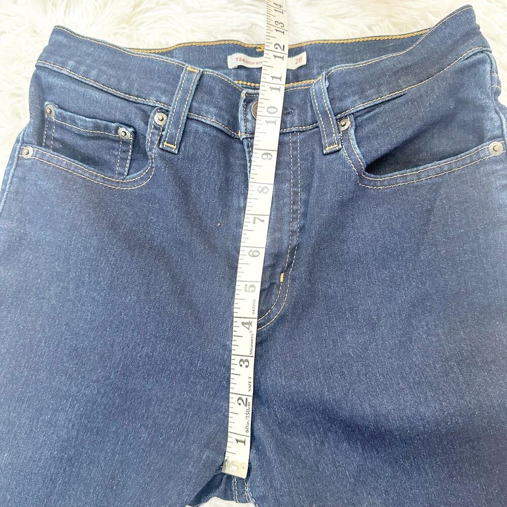 Levi's 724 High Rise Straight Jeans Women's 28 Dark Wash Stretch WaterLess - Picture 4 of 7
